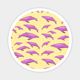 Pink Whale Pattern on Yellow Background Magnet